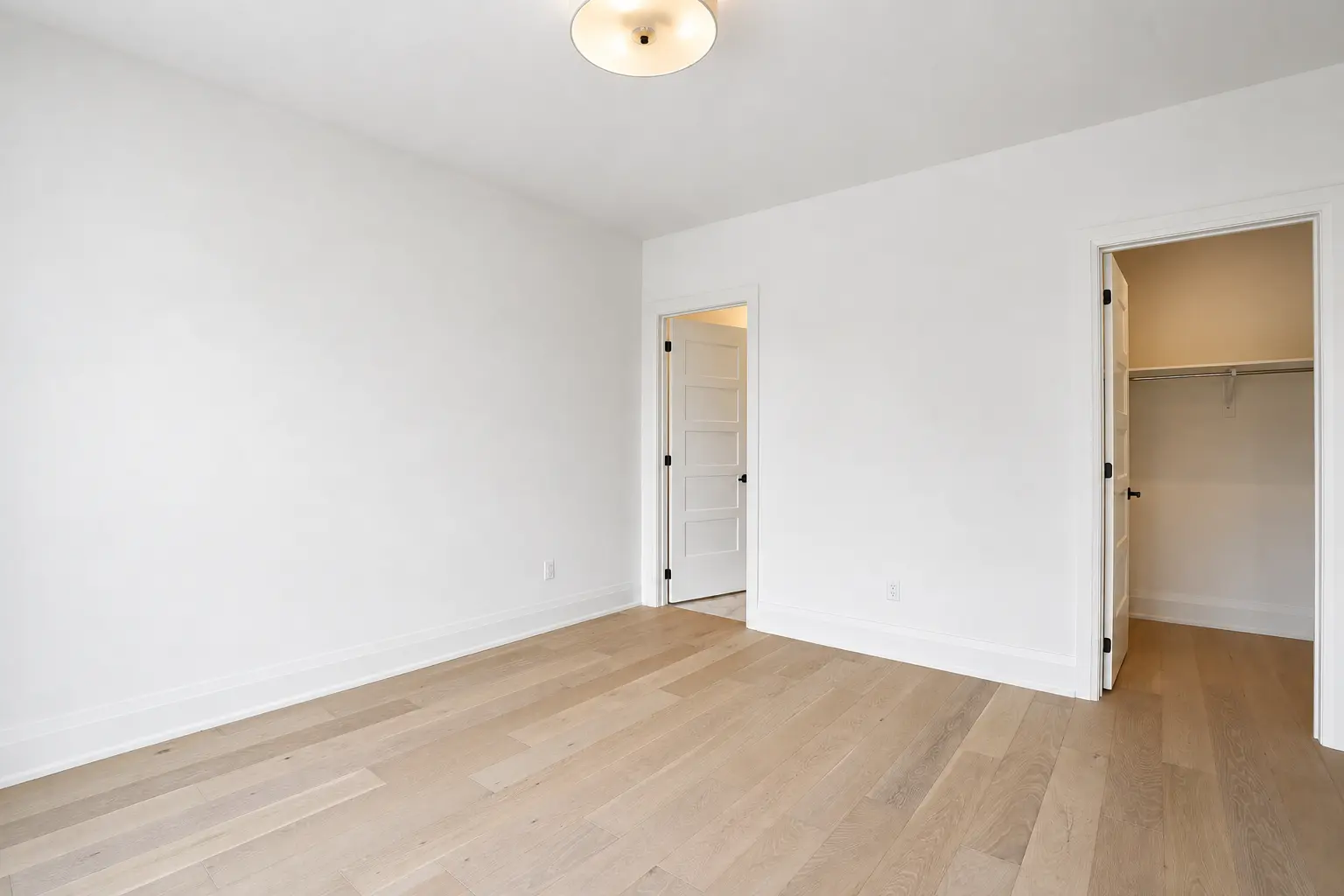 Bedroom with walk-in closet and adjoining bath doorway